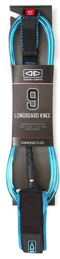 Ocean And Earth Diamond Flex Longboard Knee Leash Blue 9 Ft